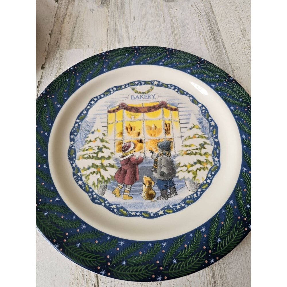 Homer Laughlin turano bakery 12-in dinner plate Xmas dog‎ kids unique